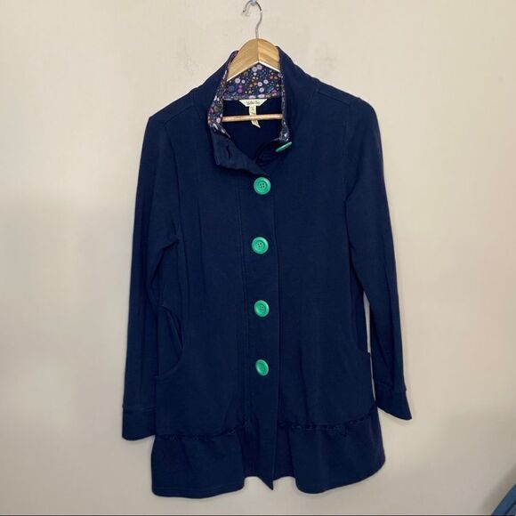 Matilda Jane Women’s Navy Adventure Begins Button Zip Coat - Picture 2 of 7